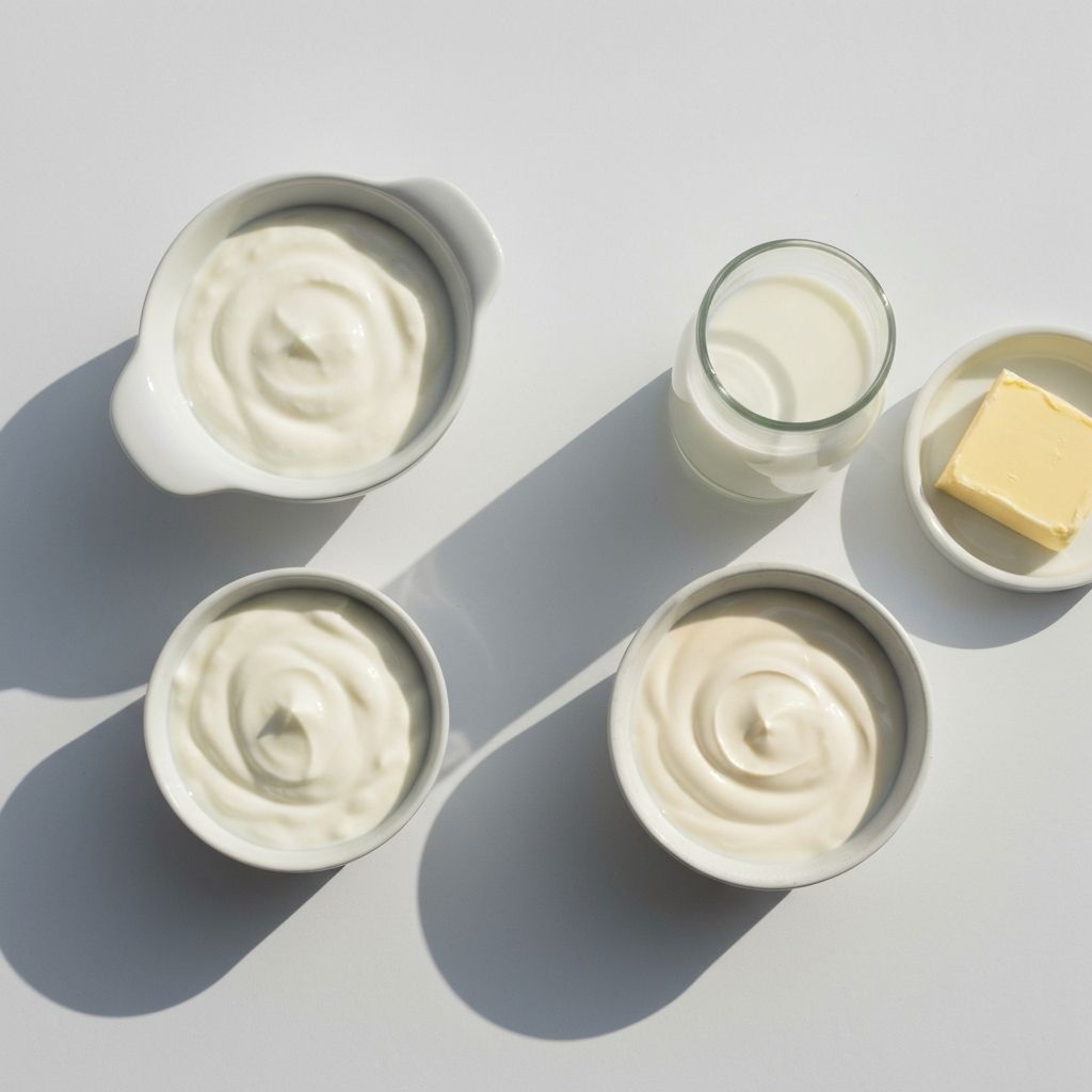 Comparison of dairy products - cream and yogurt